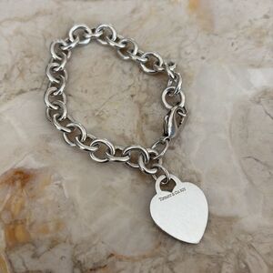 Tiffany & Co. Heart Tag 925 Sterling Silver Chunky Rolo Link Bracelet